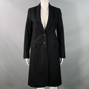 ANN DEMEULEMEESTER Size M Black Wool Shawl Collar Coat